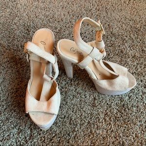 tan sandal style heels - size 6